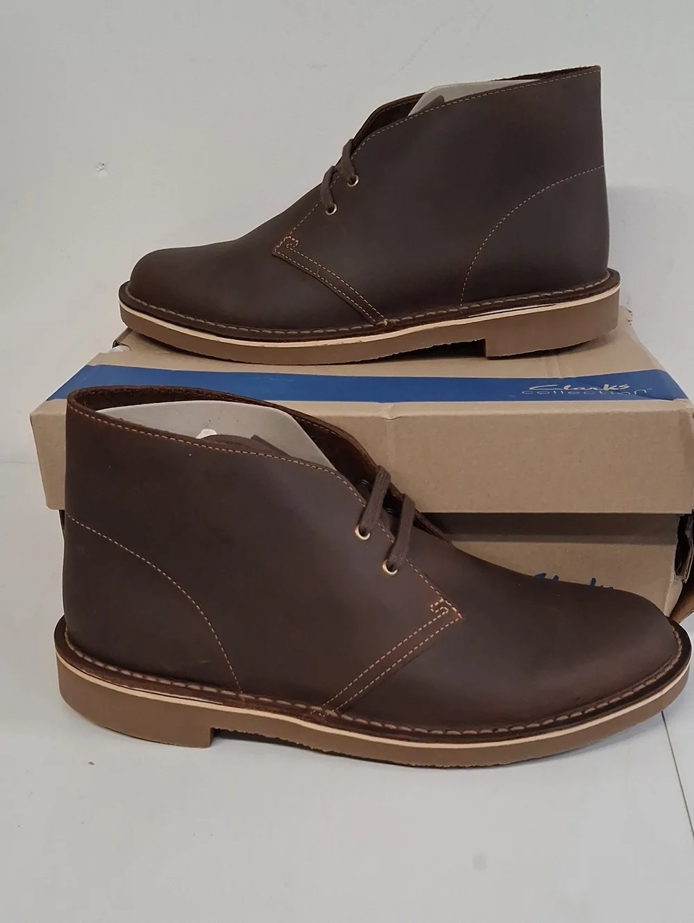 NWT Mens Clark's Shepton Beeswax Brown Leather Shoes